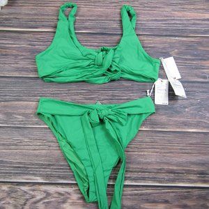 Good American NEW XL Size 4 Green 10 Ways To Wear 2 Piece Swimsuit Bikini Set